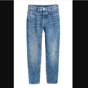 H&M Vintage Fit High Waist Rhinestone Jeans 25"